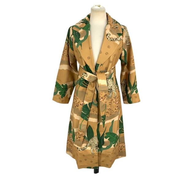 Las Surenas Jungle D'Amour Leopard Print Coat Camel Size Large NWT $600 MSRP - Picture 2 of 9
